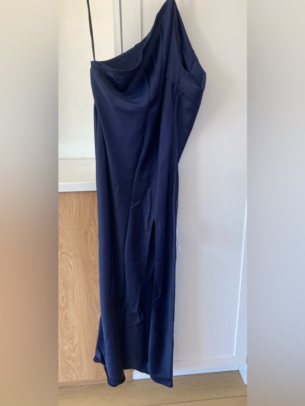 ASOS One-Shoulder Navy Evening Gown with Front Slit NWT - Picture 2 of 6